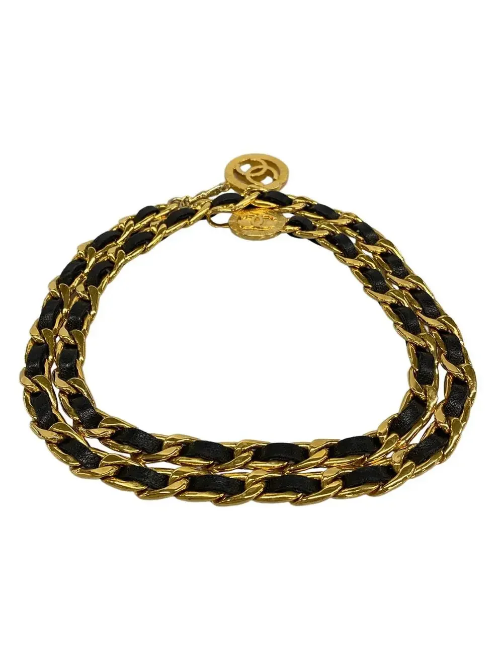 Chanel Gold Black Hardware Leather Belt #298069C11B